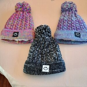 Colorful Knit Pom-Pom Beanie Set for Kids $12 For All 3
